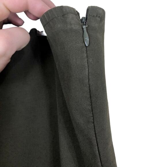 Eileen Fisher Cotton Khaki Green Straight Leg Ankle Pants Size Large - Picture 4 of 5